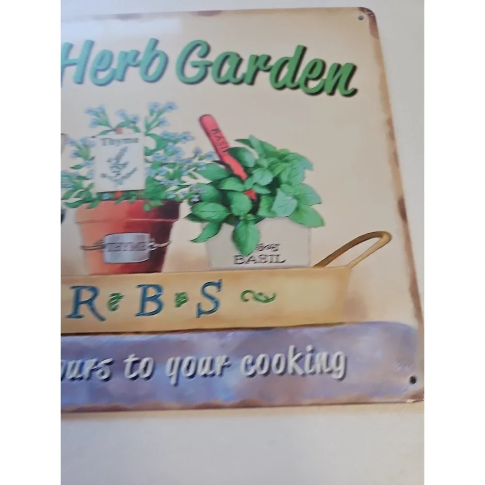Kitchen Herb Garden Rustic-looking Metal‎ Sign Cooking 8X12